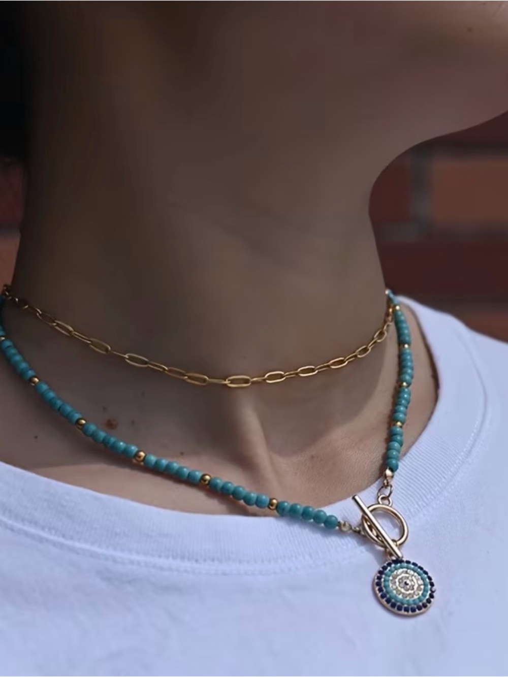 Gold & Blue Turquoise Beaded